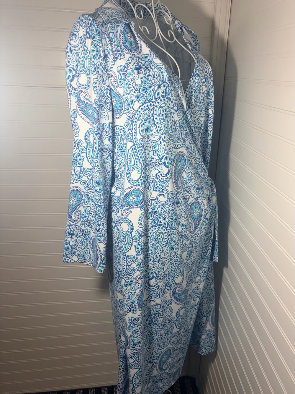 Talbots Teal and Navy Paisley Top - Picture 6 of 11
